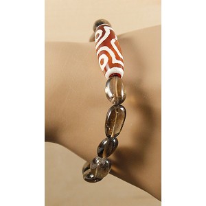 Браслет из раухтопаза, дзи "3 глаза", овалы