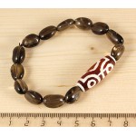 Браслет из раухтопаза, дзи "3 глаза", овалы