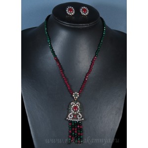 Бусы с подвеской Серьги с самоцветами модель1, 46см