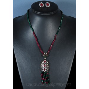 Бусы с подвеской Серьги из самоцветов модель3, 46см