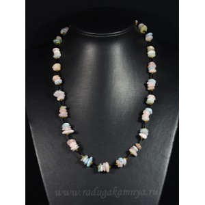 Бусы галтовка из самоцветов с бисером, 50см