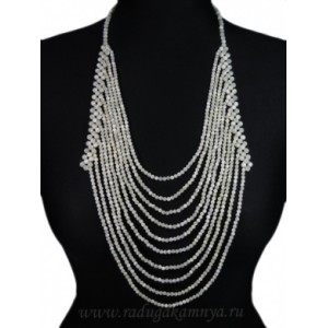 Колье из перламутра 10нитей шарик 5-4мм, 64см