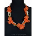 Бусы с майоркой и цитрином "Конфетка" 30*30мм цвет оранжевый, 62см