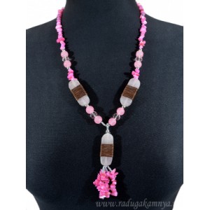 Бусы с подвеской "Модерн" с перламутром (тонир.) и розовам кварцем цвет розовый, 63см Бусы с подвеской "Модерн" с перламутром (тонир.) и розовам кварцем цвет розовый, 63см