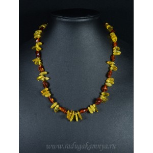 Бусы янтарные рожки коньячный, лимонный 13,5г 45см