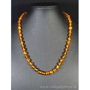 Бусы из янтаря шарик 8мм медовый, 47см