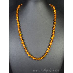 Бусы из янтаря шарик 8мм медовый, 55см