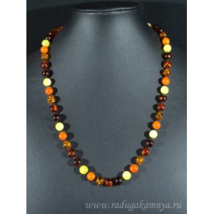 Бусы из янтаря шарик 8мм молочный, карамельный, св.коньячный, коньячный, 47см