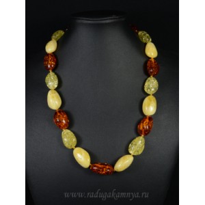 Бусы янтарные галтовка 15*22мм-16*27мм лимонный, молочный, коньячный, 52см