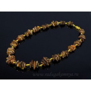 Бусы янтарные галтовка с шариком зеленый, лимонный, 56см