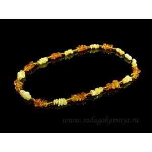 Бусы янтарные галтовка с шариком молочный, св.коньячный, 51см