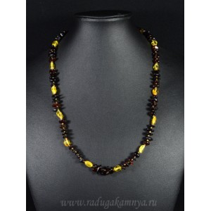 Бусы янтарные галтовка, крошка лимонный, кофейный, 53см