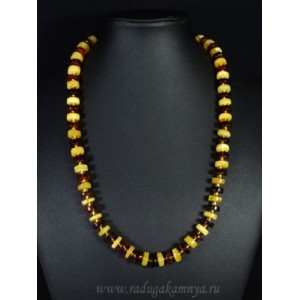 Бусы янтарные диски 10мм молочно-медовый, коньячный, 55см