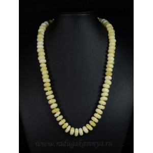 Бусы янтарные диски 11-12мм молочный, 57см