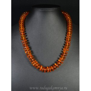 Бусы янтарные диски (иск.) 11-12мм св.коньячный, 45см