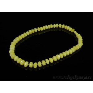 Бусы янтарные диски с гранями 11*8мм молочный, 48см