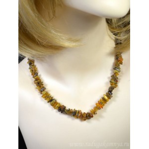 Бусы янтарные крошка зеленый, 45см