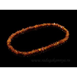 Бусы янтарные крошка коньячный, 45см