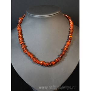 Бусы янтарные крошка коньячный, 47см