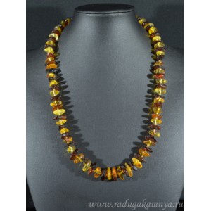 Бусы янтарные крошка крупная медовый, коньячный, 54см