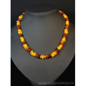 Бусы янтарные крошка медовый, коньячный, 46см