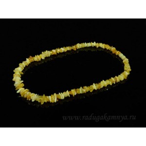 Бусы янтарные крошка молочный, 18гр, 47см