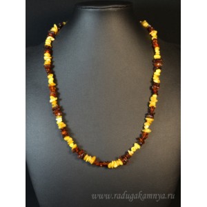 Бусы янтарные крошка молочный, коньячный, 53см Бусы янтарные крошка молочный, коньячный, 53см