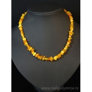 Бусы янтарные крошка молочный, медовый, 42см