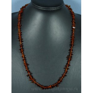 Бусы янтарные крошка коньячный, 60см