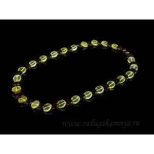 Бусы янтарные кружочек 10-15мм лимонный, кофейный, 46см