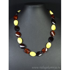 Бусы янтарные овал 13*18мм витой молочный, коньячный, вишня, 49см