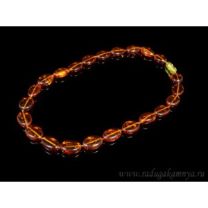 Бусы янтарные (иск.) овал 13*18мм коньячный, 45см