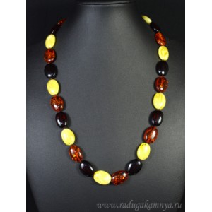 Бусы янтарные овал 13*18мм молочный, коньячный, вишня, 56см