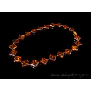 Бусы янтарные ромб 20-22мм коньячный, 47см