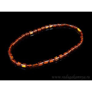Бусы янтарные цилиндр 7*10мм коньячный, 47см