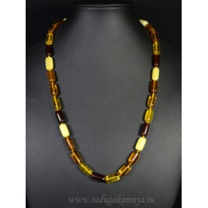 Бусы янтарные цилиндр 7*14мм ассорти, 55см