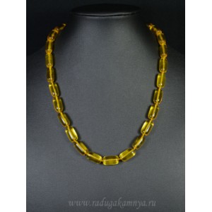 Бусы янтарные цилиндр 7*14мм лимонный, 45см