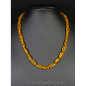 Бусы янтарные цилиндр 7*14мм медовый, 46см