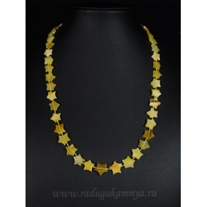 Бусы янтарые звездочки 13*12мм медово-молочный, 46см