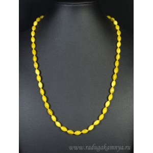 Бусы янтарые рис 6*9мм молочный, 55см