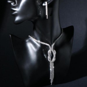 Комплект: серьги, колье "Лёд" загиб, цвет белый, цвет серебристый