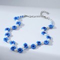 Колье "Бисер" незабудки, цвет сине-белый, 30 см