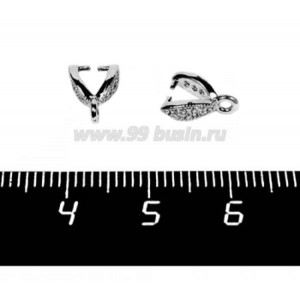 Держатель для кулона Премиум Лодочка с микроцирконами 10*3 мм родированный 1 штука Держатель для кулона Премиум Лодочка с микроцирконами 10*3 мм родированный 1 штука