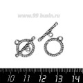 Застёжка - Тогл Морской канат, цвет старое серебро 16*13, 18,5*5,5 мм 3 набора/упак