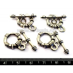 Тогл № 35 кольцо, декор витки, цвет старое серебро, 21*16*3, 24*9 мм, 1 штука