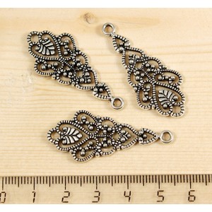 Коннектор "сказочный лист" 1+1 петля 40х17мм, цвет ант. серебро