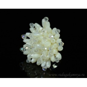 Кольцо с перламутром "Астра" 33*33мм