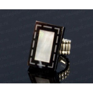 Кольцо с перламутром прямоугольник 20*32мм