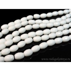 Бусины из агата белого (иск.) бочонок гр. 12*16мм, 40см, 25 бусин