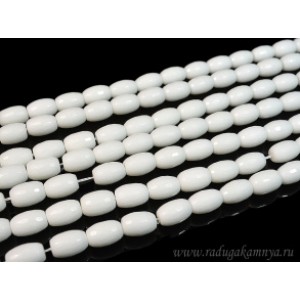 Бусины из агата белого (иск.) бочонок гр.10*14мм, 37,5см, 26 бусин